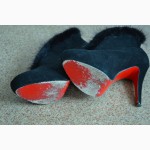 Продам б/у ботильоны замшевые CHRISTIAN LOUBOUTIN с норкой