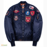 Оригинальный бомбер Top Gun MA-1 Nylon Bomber Jacket with Patches (синій)