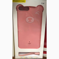 Чехол Мишка с ушками + ремешок на руку для iPhone 8 плюс 7+ red Bear Silicone Чехол