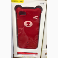 Чехол Мишка с ушками + ремешок на руку для iPhone 8 плюс 7+ red Bear Silicone Чехол