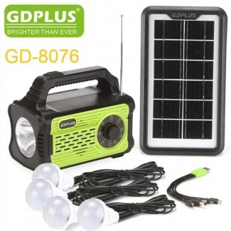 Портативная солнечная автономная система Solar GDPlus GD-8076 + FM радио + Bluetooth