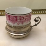 Фото 2. Антикварные серебряные чашечки для кофе с фарфоровыми вставками от Лимож