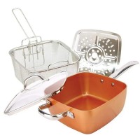 Сковорода AMPOVAR Copper Cook Deep Square Pan с фритюром и пароваркой 24 см с крышкой