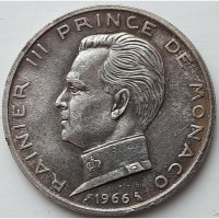 Монако 5 франков 1966 г. 835 Серебро!!! Вес 12г. Состояние!!! РЕДКОСТЬ!!!!!! ТИРАЖ 125 000