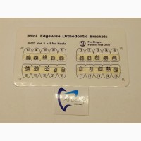 Металлические брекеты Mini Edgewise ME01-01 0.022 без крючка 20 шт