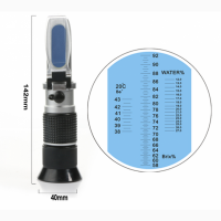 Рефрактометр для меда и сахара RHB-90ATC 3 шкалы 58-90% Brix, влажность 12-27%, 38-43 be