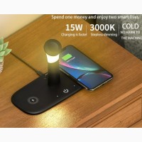 Зарядное устройство 5 IN1 Fast wireless charge 15W with NIGHT LAMP Беспроводное зарядное