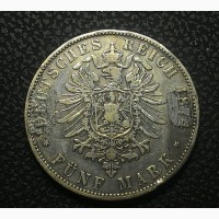 Бавария, 5 марок 1874 год СЕРЕБРО!!!! РЕДКАЯ!!!!! тираж 85 000