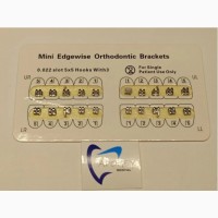 Металлические брекеты Mini Edgewise ME01-02 0.022 3 крюк 20 шт/уп