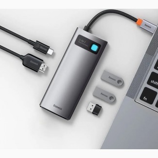 Переходник 5 в 1 USB-C Хаб Baseus Metal Gleam Series 5-in-1 Multifunctional Type-C HUB