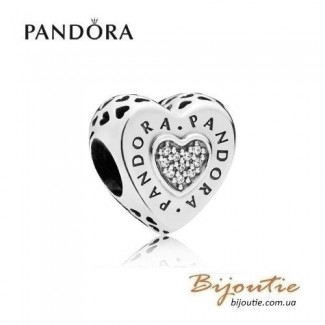 PANDORA Шарм Сердце с логотипом PANDORA #797375CZ