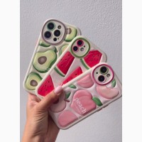 Чехол силиконовый для Apple iPhone 12 Красочный арбуз Summer 3D Fruits Peach Phone 14 Case