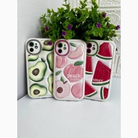 Чехол силиконовый для Apple iPhone 12 Красочный арбуз Summer 3D Fruits Peach Phone 14 Case