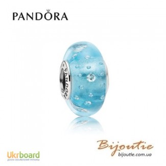 Оригинал шарм PANDORA 8213; бирюзовое мурано 791618CZ